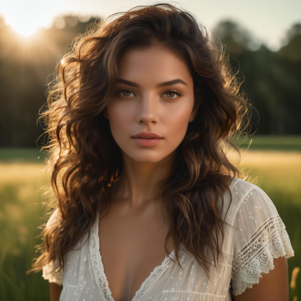 Elegant Latina in a Summer Meadow