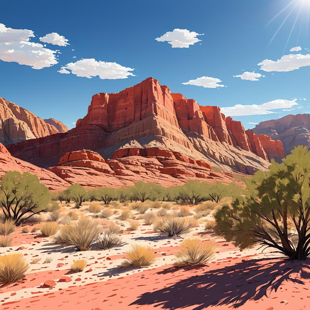 Vibrant Red Rock Canyon Desert Scene