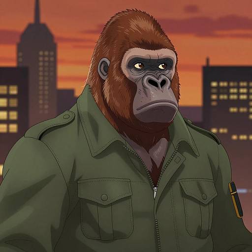 Giant Gorilla in Military Jacket CG Art