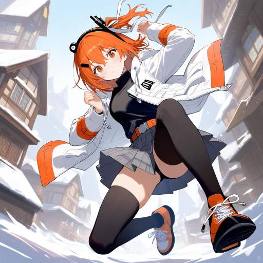 Quirky Girl in a Snowy Village