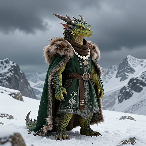 Regal Kobold Dragon in Snowy Mountains