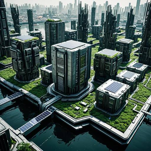 Futuristic Floating Cyber Metropolis with Green Roofs