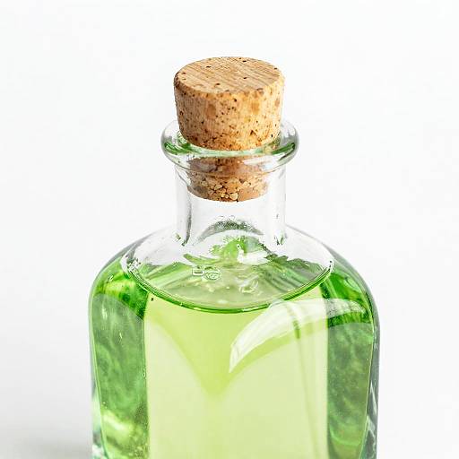 Close-Up Glass Bottle with Green Liquid