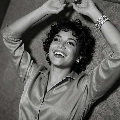 Joyful Woman in Shiny Jacket Pose