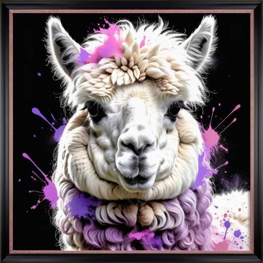 Artistic Alpaca Portrait with Colorful Fur Artistic Alpaca Portrait with Colorful Fur