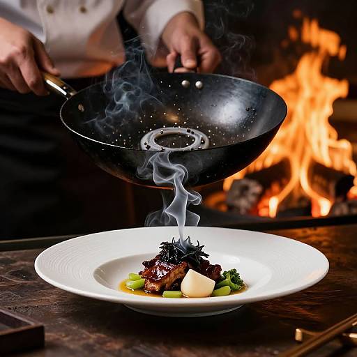 Chef Cooking Starlight with Smoke