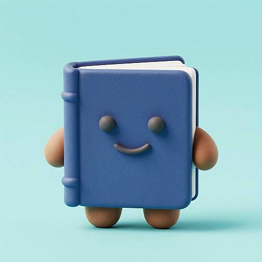 Cute 3D Book Icon with Ocean Hues