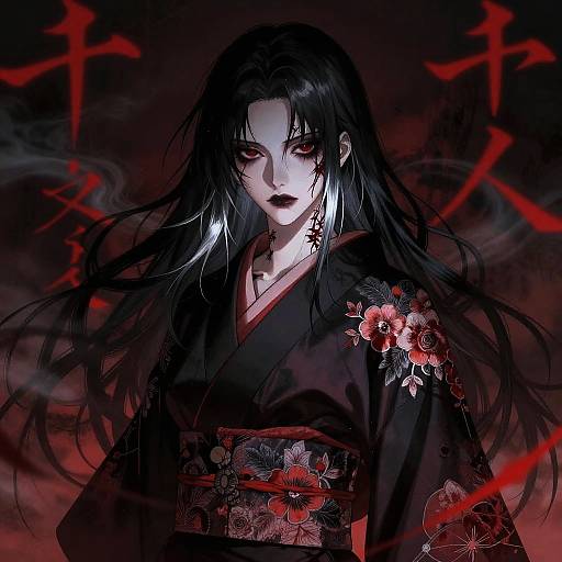 Dark Gothic Anime Woman Portrait