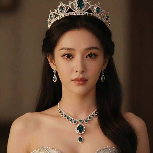 Close-Up Woman Wearing Crown and Necklace