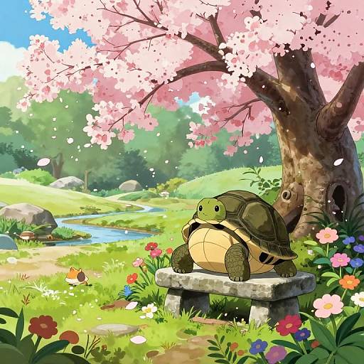 Whimsical Anime Zen Garden Scene