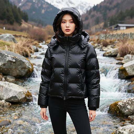 Athletic Woman by Mountain Stream