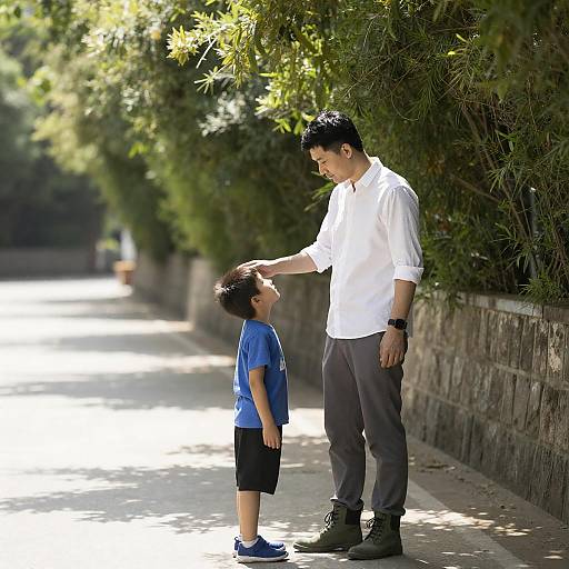 Heartwarming Moment on a Shaded Pathway