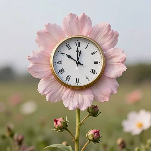 Whimsical Time-Flower Surreal Bloom