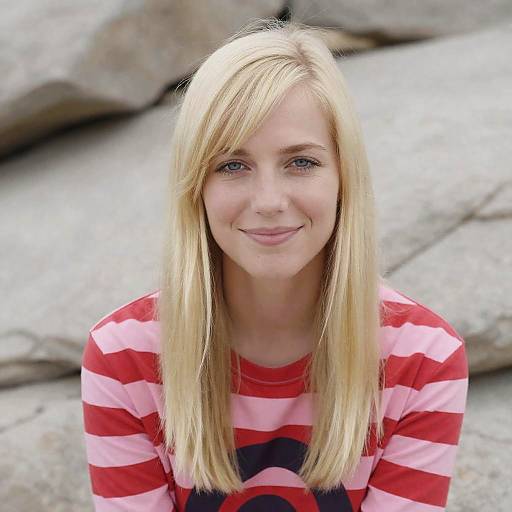 Blonde Woman Smiling in Outdoor Setting