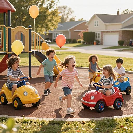 Sunlit Playground with Joyful Kids