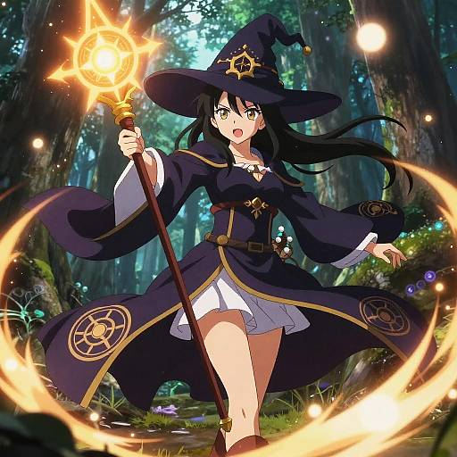 Anime Wizard Girl Casting Spell