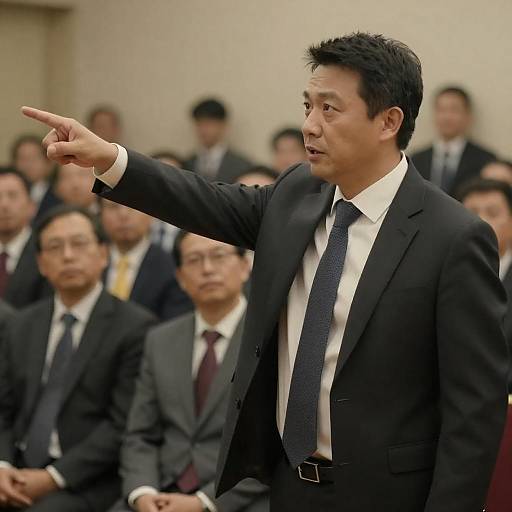 Intense Businessman in a Crowded Room