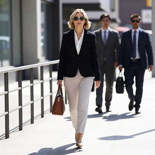 Chic Businesswoman Strolling Through City