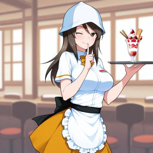 Charming Waitress with Parfait Delight