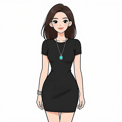 Stylish Woman in Black Mini Dress