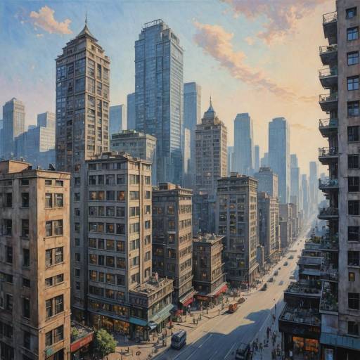 Urban Cityscape in Pastel Painting