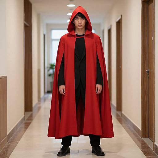 Man in Red Cloak Costume
