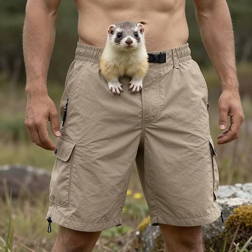 Photorealistic Muscular White Stoat Outdoors