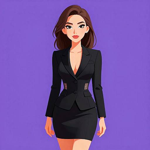 Business Casual Woman in Black Blazer and Mini Skirt