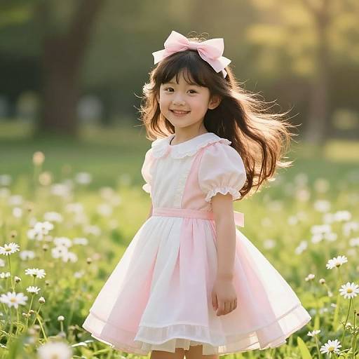 Young Girl in Meadow with Bow