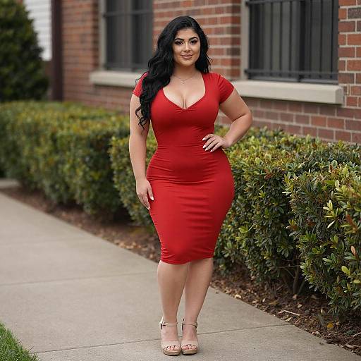 Curvy Woman in Red Dress