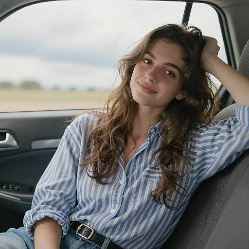 Young Woman Relaxed in Car