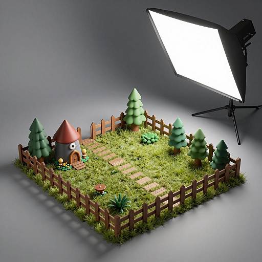 Miniature Studio Lit Garden Map with Troll House