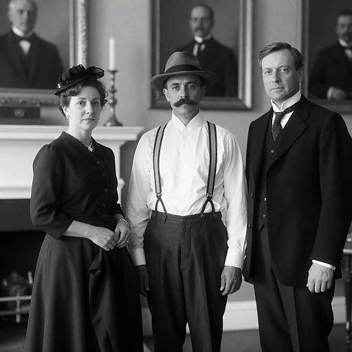 Formal Black-and-White Portrait of Three