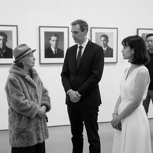 People Conversing in Art Gallery