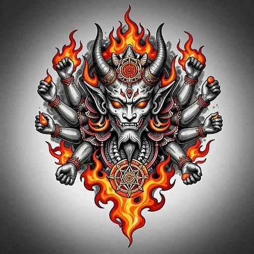 Intricate Asura Wrath Tattoo Design