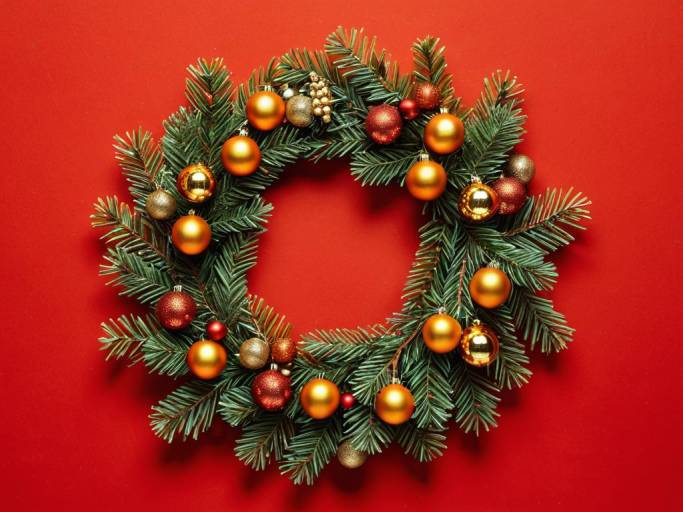 Festive Orange Christmas Wallpaper Design