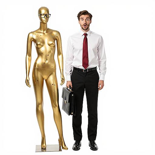 Surprised Man with Gold Confetti Mannequin