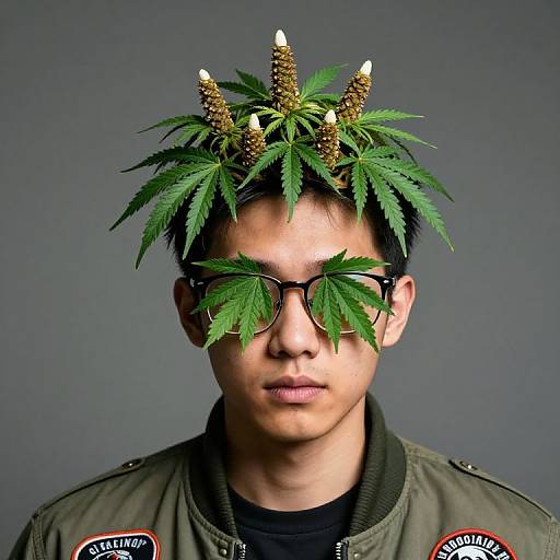 Person with Cannabis Accessories and Jacket