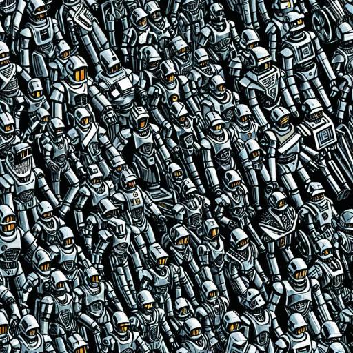 Pattern of Comic Style Metallic Robots