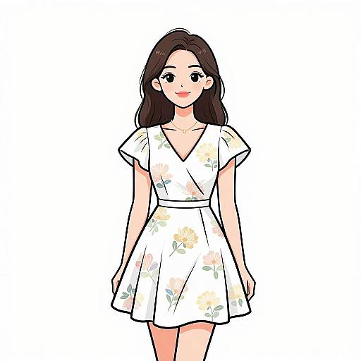 Smiling Woman in Chic Floral Dress