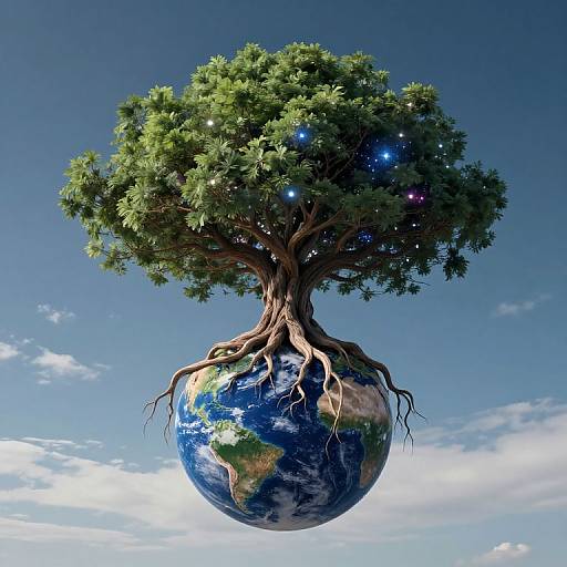 Sentient Tree Suspended Between Realms