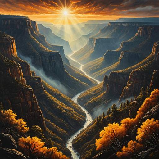 Misty Canyon Vistas in Vibrant Hues