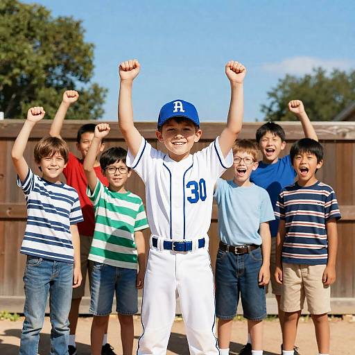 Joyful Boys Celebrating on a Sunny Day