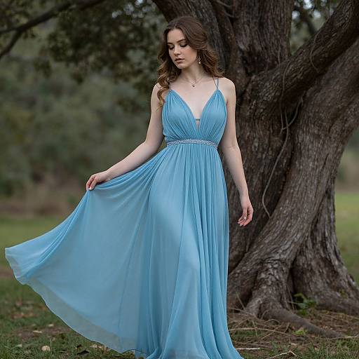 Sea Fairy Woman in Blue Dress