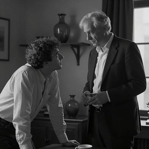 Intense Portrait of Two Men in Shadows