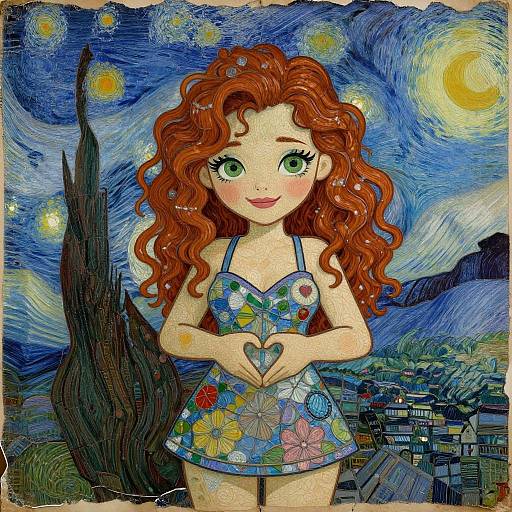 Horny Woman in Van Gogh Style