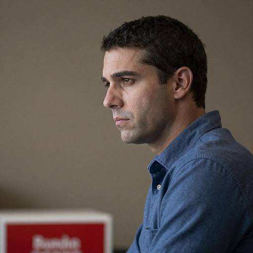 Contemplative Man in Blue Shirt