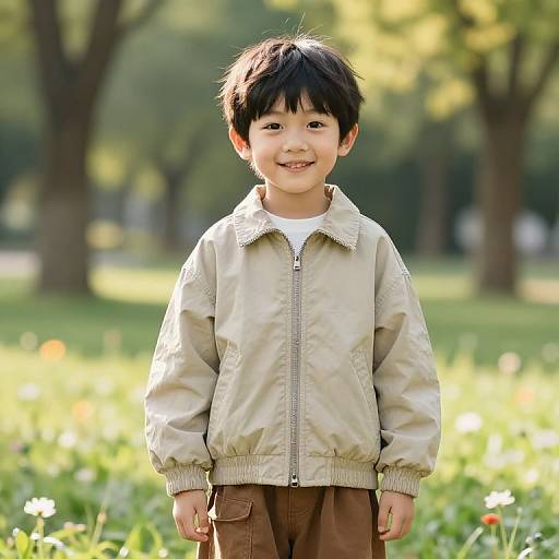 Cheerful Boy in Sunny Park