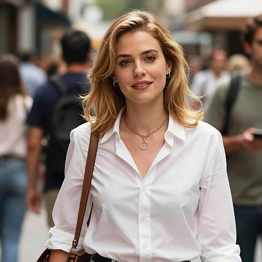 Blond Woman in Crowded Street