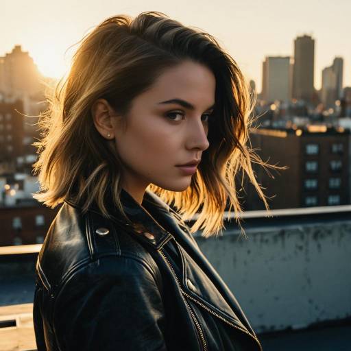 Woman with Sombre Hairstyle on City Rooftop